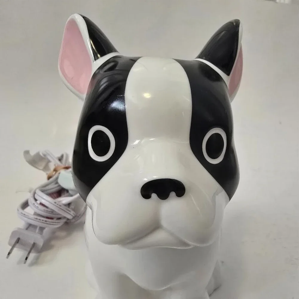 French Bulldog Black & White Ceramic Night Light Lamp